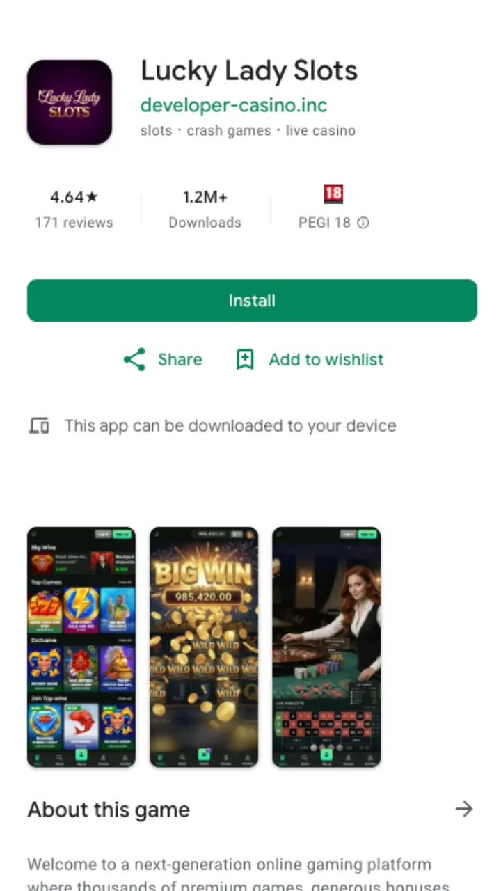 Lucky Lady Slots mobile app
